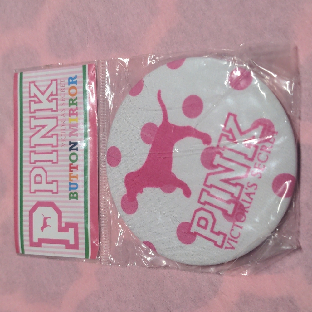 Vintage PINK button mirror